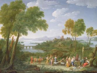 An Extensive Italianate Landscape with a Sacrifice, 1728 (oil on canvas) | Obraz na stenu