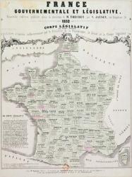 Governmental and Legislative Map of France, printed by Ledoyen & Giret, Paris, 1852 (litho) | Obraz na stenu