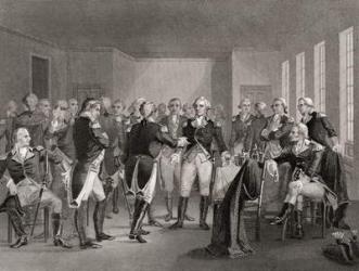Washington parting from his officers at Fraunces Tavern, New York City, USA, on December 4th 1783. George Washington, 1732-1799. First President of the United States. From a 19th century print engraved by Rogers after Chapin. | Obraz na stenu
