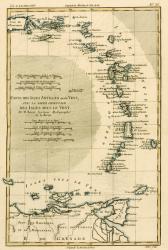 The Lesser Antilles or the Windward Islands, with the Eastern part of the Leeward Islands, from 'Atlas de Toutes les Parties Connues du Globe Terrestre' by Guillaume Raynal (1713-96), published J L Pellet, Geneva, 1780 (coloured engraving) | Obraz na stenu