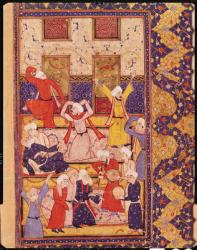 Fol.5r Initiation dance, from a book of poems by Hafiz Shirazi (c.1325-c.1388) (gouache on paper) | Obraz na stenu