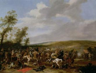 Battle Scene at Lutzen between King Gustavus Adolfus of Sweden against the Troops of Wallenstein, 1632 (oil on canvas) | Obraz na stenu
