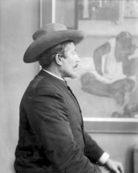 Paul Gauguin (1848-1903) in front of his canvases (b/w photo) | Obraz na stenu