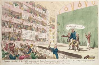 Acting Magistrates commiting themselves, being their first appearance as performed at the National Theatre Covent Garden, London, 1809 (colour engraving) | Obraz na stenu
