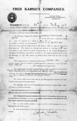 Agreement made between Fred Karno's Companies and Charles Chaplin, 25th July 1908 (print) | Obraz na stenu