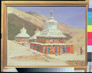 The Death Memorial in Ladakh, 1875 (oil on canvas) | Obraz na stenu