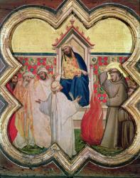 The Trial by Fire, St. Francis offers to walk through fire, to convert the Sultan of Egypt in 1219, (oil on panel) | Obraz na stenu