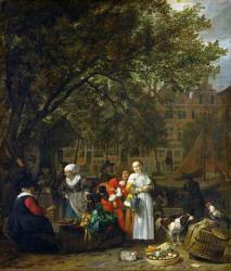 A Herb Market in Amsterdam (oil on canvas) | Obraz na stenu