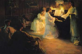 Young Girls at a Piano, 1906 (oil on canvas) | Obraz na stenu