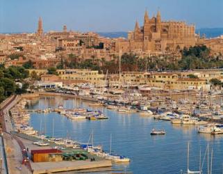 Palma de Mallorca, Mallorca, Balearic Islands, Spain. The cathedral seen across the bay. | Obraz na stenu