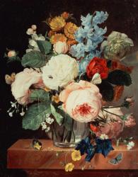 Vase of Flowers on a marble ledge | Obraz na stenu