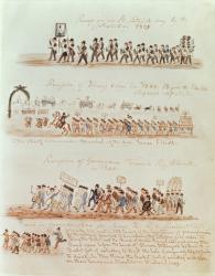 St. Patrick's Day procession in 1837 and processions for Henry Clay, Governor Francis Schunk and James Polk in 1844 (ink and w/c on paper) | Obraz na stenu