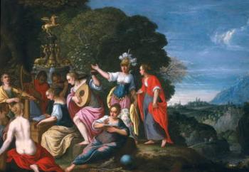 Athene and the Nine Muses at the Wells of Hipokrene, 1624 (oil on copper) | Obraz na stenu