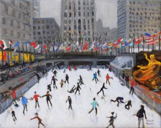 Christmas skating,Rockerfeller Ice Rink,New York,(2017,(oil on canvas) | Obraz na stenu