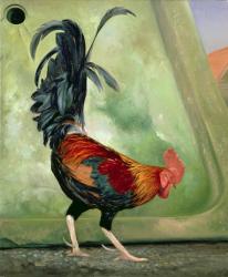 Popinjay, detail showing cockerel, 1987 (oil on canvas) | Obraz na stenu