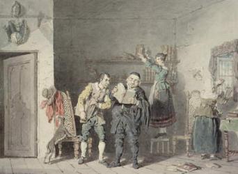 The Priest and the Barber, with Don Quixote's house-keeper and niece, purging the Don's library of Books of Chivalry | Obraz na stenu