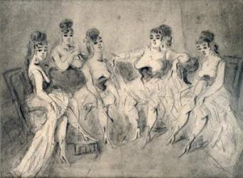 Girls in a Bordello (pen and ink) | Obraz na stenu