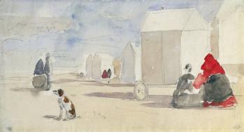 By the Bathing Machines, 1866 (w/c on paper) | Obraz na stenu