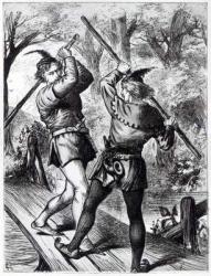 Robin Hood and Little John (engraving) | Obraz na stenu