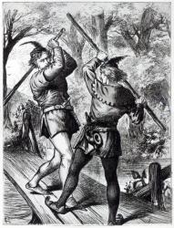 Robin Hood and Little John (engraving) | Obraz na stenu