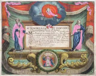 Marriage Certificate for Claude Monnard issued at Lyon in 1672 (coloured engraving) | Obraz na stenu