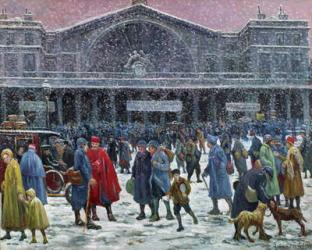 Gare de l'Est Under Snow, 1917 (oil on canvas) | Obraz na stenu