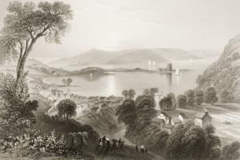 Larne, County Antrim, Northern Ireland, from 'Scenery and Antiquities of Ireland' by George Virtue, 1860s (engraving) | Obraz na stenu