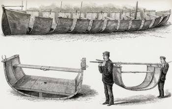 The 28-foot steel boat Advance, designed to be carried over land, 1890 (wood engraving) | Obraz na stenu