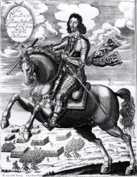 Equestrian portrait of his Excellency Sir Thomas Fairfax (1617-71) 3rd baron, engraved by William Marshall (fl.1617-49) (engraving) (b/w photo) | Obraz na stenu