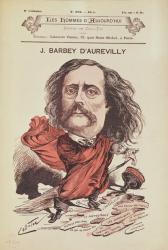 Jules Barbey d'Aurevilly (1808-89) from the cover of 'Les Hommes d'Aujourd'hui' (coloured engraving) | Obraz na stenu