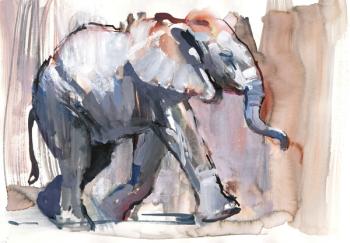 Baby elephant, 2012 (mixed media on paper) | Obraz na stenu