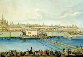 Laying of the Moskvoretsky Bridge in Moscow, 1830 (oil on canvas) | Obraz na stenu