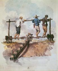 Watering the rice field with a chain pump (w/c on paper) | Obraz na stenu