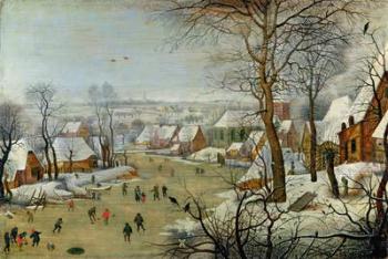 Winter Landscape with Skaters and a Bird Trap | Obraz na stenu