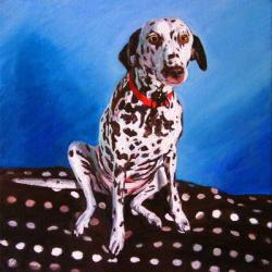 Dalmatian on spotty cushion, 2011, (oil on canvas) | Obraz na stenu