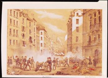 The Army Attacking a Barricade in Rue St. Antoine (engraving) | Obraz na stenu