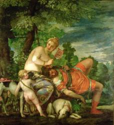 Venus and Adonis, 1580 (oil on canvas) (see 146961 for detail) | Obraz na stenu