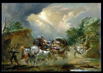 Coach in a Thunderstorm, 1790s (oil on millboard) | Obraz na stenu