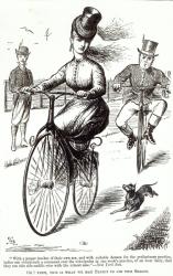 Cartoon of a Lady on a Velocipede, 1869 (engraving) | Obraz na stenu