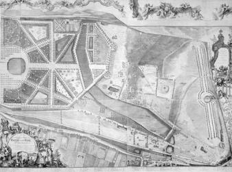 Detail (right side) of the plan of Kensington Palace by Joshua Rhodes, 1764 (engraving) | Obraz na stenu
