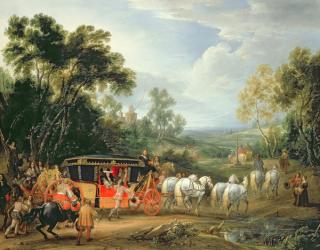 Louis XIV (1638-1715) in his state coach (oil on canvas) | Obraz na stenu