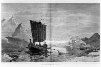The Discovery of Greenland, from 'Harper's Weekly', Vol. 19 p.780-81, 1875 (engraving) (b&w photo) | Obraz na stenu