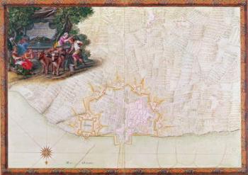 Ms. 988, Tome 3, fol. 39 Map of the town and citadel of Saint-Martin, Ile de Ré, from the 'Atlas Louis XIV', 1683-88 (pen, ink & gouache) | Obraz na stenu
