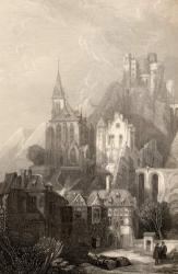 Trarbach, engraved by E.I. Roberts, illustration from 'The Pilgrims of the Rhine' published 1840 (engraving) | Obraz na stenu