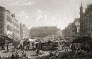 The Grande Place, Brussels, from 'Select Views of some of the Principal Cities of Europe, engraved by R. Brandard, published in London, 1832 (engraving) | Obraz na stenu