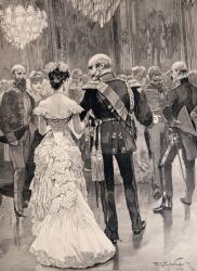 The King of Prussia at a Court Ball in 1862, Pointing Out Bismarck, his New Minister of State, from 'The Illustrated London News', 26th March 1887 (engraving) | Obraz na stenu