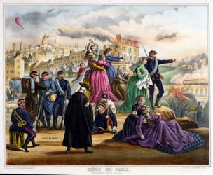 The Siege of Paris. Bombardment by the Prussians, 1870-71 (colour litho) | Obraz na stenu