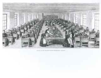 Shoe Factory (engraving) (b/w photo) | Obraz na stenu