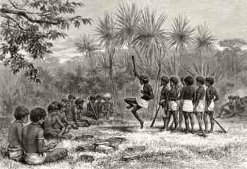 A Corroboree, c.1880, from 'Australian Pictures' by Howard Willoughby, published by the Religious Tract Society, London, 1886 (litho) | Obraz na stenu