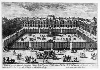 Perspective view of the Place des Vosges (engraving) (b/w photo) | Obraz na stenu